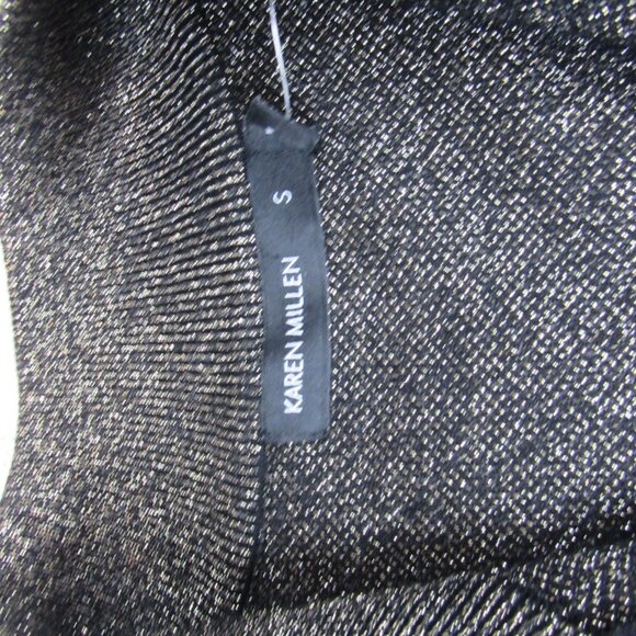 Karen Millen Metallic Bandage Knit Bodycon Dress Front Zip Gold Black UK S 4-6 - Picture 8 of 16